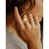 PANTIDE 5Pcs Chunky Retro Rings Enamel Gold Plated Rings Yin Yang Daisy Flower Rose Heart Lucky Clover Y2K Aesthetic Jewelry Glazed Minimalist Stacking Bold Statement Rings for Women (Size 8)