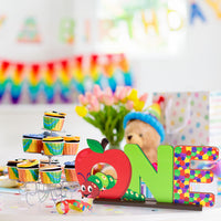 PANTIDE Hungry Caterpillar One Letter Sign Wooden Table Centerpiece for Kids Summer Spring First Birthday Decoration Red Apple 1st Table Sign Party Supplies for Baby Shower Cake Smash Photo Props