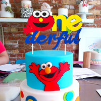 PANTIDE Sesame Inspired ONE Birthday Cake Topper, Onederful 1st Birthday Cake Topper Sesame Party Decoration Party Supplies Elmo Cake Topper Cake Decoration Party Supplies for Boys and Girls