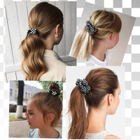 PANTIDE 14 Packs Black and White Checkered Hair Pins Hair Scrunchies Set Checkerboard No Crease Wave Geometric Duckbill Hair Clip and Hair Ties Fashion Hair Accessories for Women Girls Toddlers