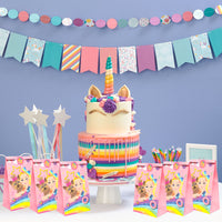 PANTIDE 24 Packs JoJo Goodies Candy Treat Bags with Stickers, Recyclable Paper Party Favor Gifts Bags, JoJo Themed Party Decorations Supplies for Kids Girls Birthday Baby Shower