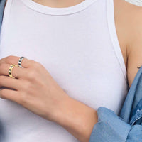PANTIDE 2Pcs Angel Number 444 Stamped Rings Set Alloy Gold Plated Personalized Lucky Number 444 Charm Adjustable Numerology Rings Trendy Jewelry Birthday Gift for Women Men Girls (Gold & Silver)