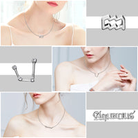 PANTIDE 3Pcs Constellation Zodiac Layer Necklace for Women Retro Gold Plated 12 Constellation Pendant Necklace Exquisite Letter Horoscope Old English Zodiac Sign Necklace Jewelry Birthday Gift(Silver)