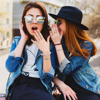 PANTIDE 2Pcs Pinky Promise Bracelets Adjustable Distance Matching Bracelets for Best Friends Couple Family Sisters Friendship Bracelets Birthday Gift for Girlfriend Boyfriend Teen Girls Women Men