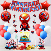 PANTIDE Spider Superhero Birthday Party Decorations Set Superhero Themed Party Supplies Favors Includes Spider Hero Happy Birthday Banner Stickers Foil Latex Balloons Masks Cupcake Toppers(87Pcs)