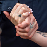PANTIDE 15Pcs Vintage Punk Rings Set, Stainless Steel Gothic Alloy Biker Adjustable Rings, Skeleton Skull Evil Eye Chinese Dragon Claw Octopus Dragon Rings, Fashion Retro Black Silver Antique Jewelry