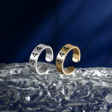 PANTIDE 2Pcs Angel Number 444 Stamped Rings Set Alloy Gold Plated Personalized Lucky Number 444 Charm Adjustable Numerology Rings Trendy Jewelry Birthday Gift for Women Men Girls (Gold & Silver)