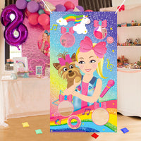 PANTIDE JoJo Toss Games with 4 Bean Bags, JoJo Indoor Outdoor Party Games, JoJo Themed Birthday Party Decoration Supplies, Great Throwing Games Large Banner for Kids and Adults