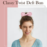 PANTIDE 6 Packs Deft Bun Maker Bunny Ear Hair Holder for Women Girls Colorful French Twist Hairstyle Donut Bun Hair Scrunchies Summer Headband Print Hairpin Magic Cloth Clip Bun Crown Hair Accessories