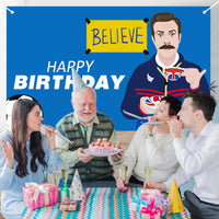 PANTIDE Soccer Coach Happy Birthday Backdrop Banner Funny Football Photography Background Wall Decor Blue Ted Sport Theme Party Supplies Decorations Photo Booth Props for Father Men Adult 5.9 x 3.6 ft