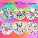 PANTIDE 18Pcs VSCO Scrunchies VSCO Starter Stuff Kit-Cute VSCO Pattern Designed Hair Scrunchies, Colorful Polyester Pongee Ponytail Holder, Elastic Hair Ties Ropes Accessories for Girls