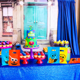 PANTIDE 60Pcs Sesame Goody Candy Treat Bags Sesame Themed Plastic Bags with Stickers, Sesame Party Favor Bags Party Supplies Decorations Elmo Cookie Monster Big Bird for Birthday Party Baby Shower