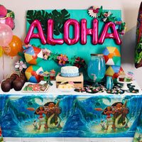 PANTIDE 4Pcs Moana Table Covers for Parties Plastic Disposable Rectangle Tablecloth Moana Themed Birthday Party Decorations Supplies for Kids Tropical Luau Summer Beach Party Baby Shower, 70.9 x 42.5”