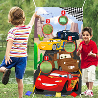 PANTIDE Race Car Toss Game Banner with 4 Bean Bags- Racing Themed Indoor Outdoor Family Party Tossing Activities for Kids Adults, Let’s Go Racing Throwing Games Birthday Party Supplies Decor Gift Set