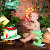 PANTIDE Dinosaur Number 3 Wooden Table Centerpiece for Boys Roar Three Rex Green Jungle Themed Birthday Party Decoration Supplies Little Dino Number Ornament for 3rd Baby Shower Cake Smash Photo Props