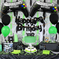 PANTIDE 25Pcs Video Game Birthday Party Decorations, Game On Birthday Party Supplies for Boys – Game Controller Foil Balloons, Gaming Glittery Happy Birthday Banner, Shiny Cake Topper, Cupcake Toppers