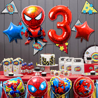 PANTIDE 8Pcs Spiderman Balloons 3rd Birthday - Including Giant Number 3 Balloon, Foil Balloons, Avengers Superhero Theme Birthday Party Decorations Supplies for Baby Kids Boys Who Likes Spiderman