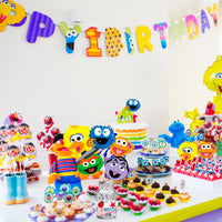 PANTIDE Sesame Friends Centerpiece Sticks Table Toppers, Double-Sided Photo Booth Props Cake Toppers, Sesame Elmo Cookie Monster Big Bird Themed Birthday Party Decorations Supplies for Kids, Set of 30
