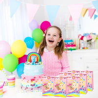 PANTIDE 24 Packs JoJo Goodies Candy Treat Bags with Stickers, Recyclable Paper Party Favor Gifts Bags, JoJo Themed Party Decorations Supplies for Kids Girls Birthday Baby Shower