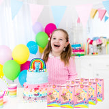 PANTIDE 24 Packs JoJo Goodies Candy Treat Bags with Stickers, Recyclable Paper Party Favor Gifts Bags, JoJo Themed Party Decorations Supplies for Kids Girls Birthday Baby Shower