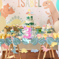 PANTIDE Pink Dinosaur Number 3 Wooden Table Centerpiece for Girls Roar Three Rex Jungle Themed Birthday Party Decoration Supplies Little Dino Number Ornament for 3rd Baby Shower Cake Smash Photo Props