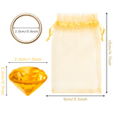 PANTIDE 78Pcs Acrylic Diamond Gems Jewels Alloy Gold Round Ring Set The Blue Hedgehog Chaos Emeralds Power Rings Party Favor Supplies Cake Decoration Pirate Treasure Chest Hunt for Kids with Bag