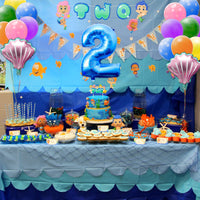 PANTIDE Cartoon Guppies Fish 2nd Party Decorations Supplies Kit Including Number 2 Balloons 12 inch Latex Balloons Shell Foil Balloons Cake Toppers TWO Banner for Kids Birthday Baby Shower(39 Pcs)