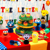 PANTIDE 7Pcs Sesame Honeycomb Centerpieces Table Topper, Double-Sided Elmo Cookie Monster Table Decorations Sesame Party Favors Photo Booth Props for Kids Birthday Party Sesame Theme Party Supplies