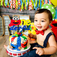PANTIDE Sesame Inspired ONE Birthday Cake Topper, Onederful 1st Birthday Cake Topper Sesame Party Decoration Party Supplies Elmo Cake Topper Cake Decoration Party Supplies for Boys and Girls