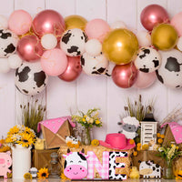 PANTIDE Cow One Letter Sign Wooden Table Centerpiece for Baby Girls Pink Cow First Birthday Decoration Pink Farm Barnyard Animals 1st Table Sign Party Supplies for Baby Shower Cake Smash Photo Props
