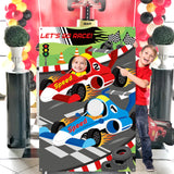 PANTIDE Racing Car Photo Door Banner Backdrop Props, Large Satin Photo Background Face Photography Banner Decor Let's Go Racing Theme Party Favor Supply Decorations Party Games for Kids, 59 x 39 Inch