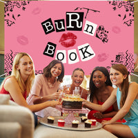 PANTIDE Mean Girls Party Backdrop Banner Hot Pink Burn Book Photography Background Fabric Posters for Room Aesthetic Teen Girls Sweet Birthday Bachelorette Party Decorations Supplies, 6.6 x 3.8 ft