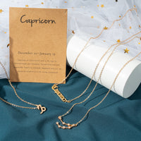 PANTIDE 3Pcs Constellation Zodiac Layer Necklaces for Women Girls, Retro Gold Plated 12 Constellation Pendant Necklace Exquisite Letter Horoscope Old English Zodiac Sign Necklace Jewelry Birthday Gift