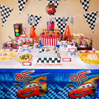 PANTIDE 4Pcs Race Car Table Covers Plastic Disposable Rectangle Tablecloth Racing Car Themed Birthday Party Decoration Supplies for Kids Boys Let’s Go Racing Sports Events Game Baby Shower, 70.9 x 42.5”