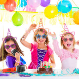 PANTIDE 60 Packs Jojo Party Supplies Favors, Jojo Bow Jojo Stickers Novelty Sunglasses Inflatable Microphones Unicorn Temporary Tattoos Silicone Wristbands, Wonderful Gifts for Kids Girls Birthday