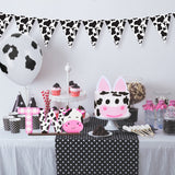 PANTIDE Cow Two Letter Sign Wooden Table Centerpiece for Baby Girls Pink Cow Second Birthday Decoration Pink Farm Barnyard Animals 2nd Table Sign Party Supplies for Baby Shower Cake Smash Photo Props