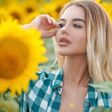 PANTIDE Sunflower Heart Pendant Necklace, You are My Sunshine Sunflower Necklace Initial Gold Plated Necklace Dainty Jewelry, Anniversary New Year Valentine's Day Birthday Boxed Gifts for Women Girls