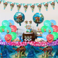 PANTIDE 36 Pieces Moana Party Decorations Supplies Kit - Including Double-Sided Latex Balloons, Foil Balloons, Cake & Cupcake Toppers, Banner Flag, Table Cover for Kids Birthday Party Baby Shower