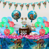 PANTIDE 36 Pieces Moana Party Decorations Supplies Kit - Including Double-Sided Latex Balloons, Foil Balloons, Cake & Cupcake Toppers, Banner Flag, Table Cover for Kids Birthday Party Baby Shower