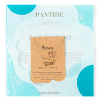 PANTIDE 3Pcs Constellation Zodiac Layer Necklaces for Women Girls, Retro 14K Gold Plated 12 Constellation Pendant Necklace Exquisite Letter Horoscope Old English Zodiac Sign Jewelry Birthday Gift