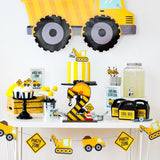 PANTIDE Construction Zone 2 Letter Sign Wooden Table Centerpiece for Baby Boys Dump Truck Car 2nd Birthday Party Decoration Supplies Construction Hat Ornament for Baby Shower Cake Smash Photo Props