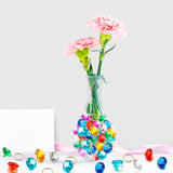 PANTIDE 78Pcs Acrylic Diamond Gems Jewels Alloy Gold Round Ring Set The Blue Hedgehog Chaos Emeralds Power Rings Party Favor Supplies Cake Decoration Pirate Treasure Chest Hunt for Kids with Bag