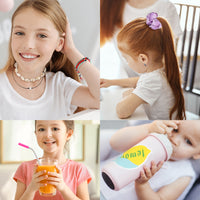 PANTIDE 65Pcs VSCO Stuff Set-VSCO Stickers, Velvet Hair Scrunchies, Shell Necklace Choker, Wave Rings, Nepal Woven Friendship Bracelets, Metal Straws with Brush and Storage Bag, Shoes Charms