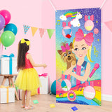 PANTIDE JoJo Toss Games with 4 Bean Bags, JoJo Indoor Outdoor Party Games, JoJo Themed Birthday Party Decoration Supplies, Great Throwing Games Large Banner for Kids and Adults