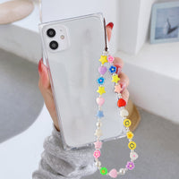 PANTIDE 5 Packs Beaded Phone Lanyard Y2K Phone Charms Indie Smiley Face Flower Charm Wrist Strap Phone Preppy Keychain Acrylic Polymer Clay Handmade Kidcore Aesthetic Phone Chains Gift for Women