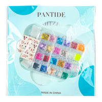 PANTIDE 24 Colors/Set Holographic 3D Butterfly Nail Glitter Sequins and 48 Sheets Water Transfer Nail Decals Stickers Tattoos, Laser Sparkle Confetti Flakes Manicure Nail Art Supplies DIY Crafting