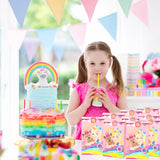 PANTIDE 24 Packs JoJo Goodies Candy Treat Bags with Stickers, Recyclable Paper Party Favor Gifts Bags, JoJo Themed Party Decorations Supplies for Kids Girls Birthday Baby Shower