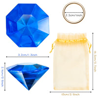 PANTIDE 35Pcs Acrylic Diamond Gems Jewels Alloy Gold Round Ring Set the Blue Hedgehog Chaos Emeralds Power Rings Party Favor Supplies Cake Decoration Pirate Treasure Chest Hunt for Kids with Bag