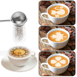 PANTIDE Dusting Wand for Sugar Flour and Spices, Easy One-handed Operation Handle Powdered Sugar Shaker Duster Stainless Steel Baking Tools and Accessories with Mini Whisk and 19Pcs Stencils Templates
