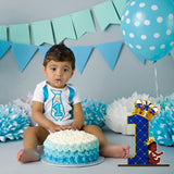 PANTIDE Royal Prince Number 1 Wooden Table Centerpiece African American Baby Boy One Birthday Party Decoration Blue and Gold Crown First Birthday Baby Shower Photo Props for Boys